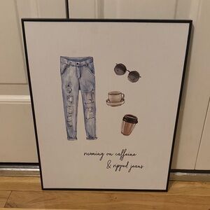 Framed Art with Jeans and Coffee Illustration